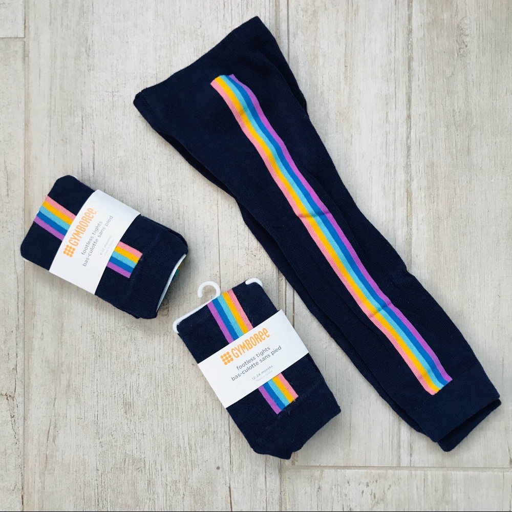 Gymboree Baby Footless Tights Navy Rainbow